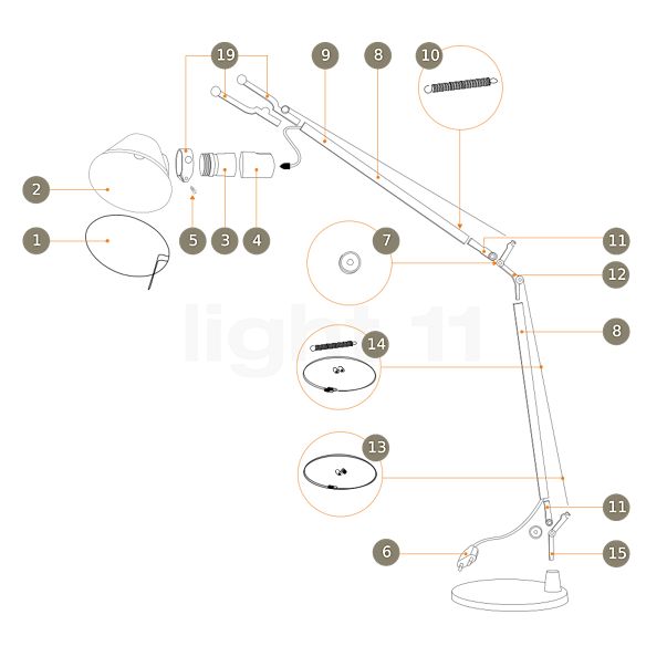 Artemide Spare Parts For Tolomeo