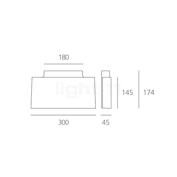 Artemide Surf Wall LED bianco - dimmerabile - 3.000 K - vista in sezione