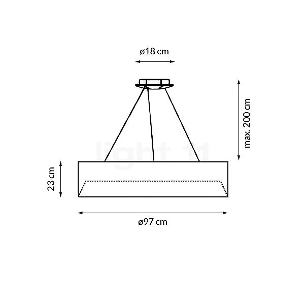 Artemide Tagora Lampada a sospensione LED grigio/bianco - ø97 cm - vista in sezione