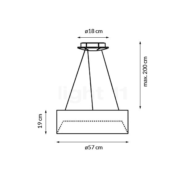 Artemide Tagora Up & Downlight, lámpara de suspensión LED gris/bianco - ø57 cm - Integralis - alzado con dimensiones