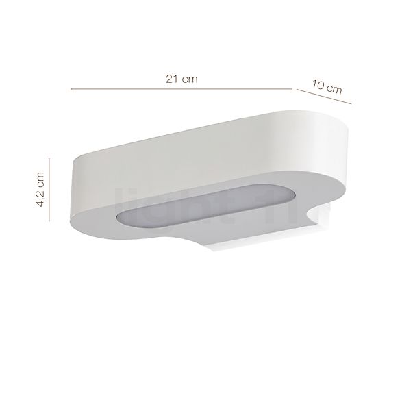 Målene for Artemide Talo Parete LED hvid - 2.700 K: De enkelte komponenters højde, bredde, dybde og diameter.