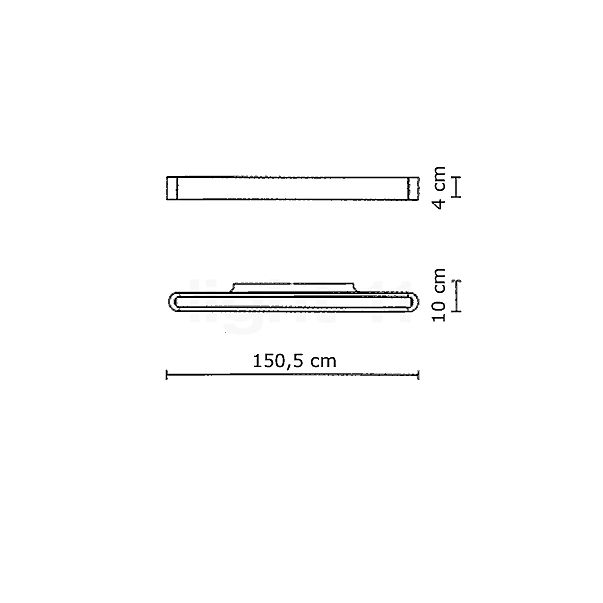 Artemide Talo Parete LED plateado - regulable - 150,5 cm - alzado con dimensiones