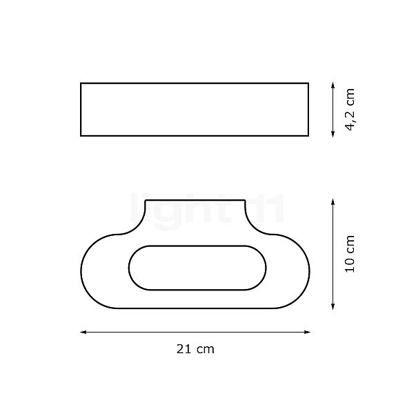 Artemide Talo Parete LED plateado - regulable - 21 cm , Venta de almacén, nuevo, embalaje original - alzado con dimensiones