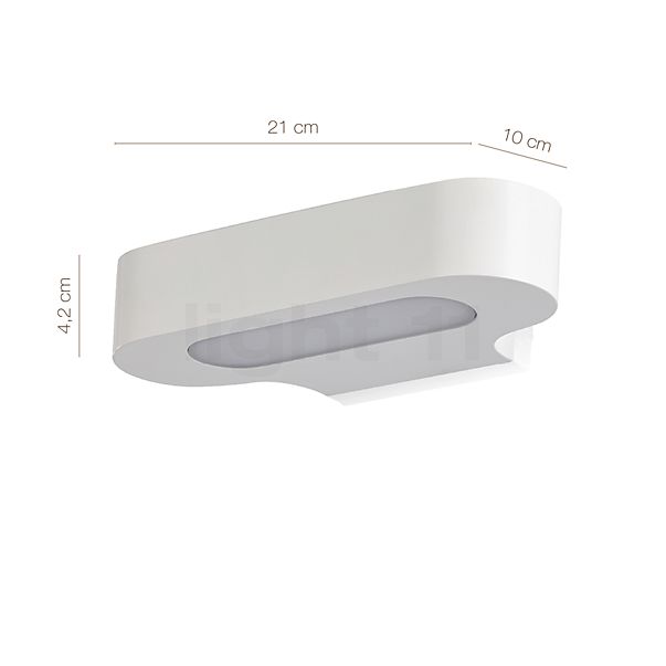 Measurements of the Artemide Talo Parete LED white - dimmable - 21 cm in detail: height, width, depth and diameter of the individual parts.