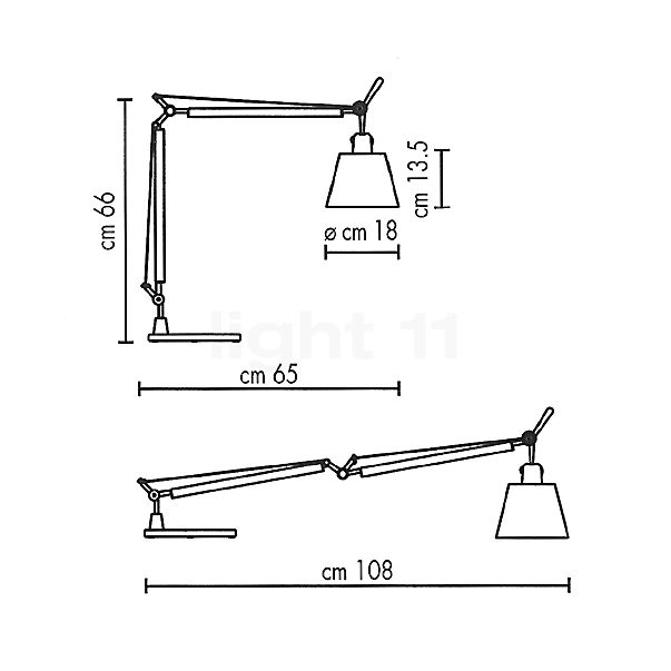 Artemide Tolomeo Basculante Tavolo parchment - with table base sketch