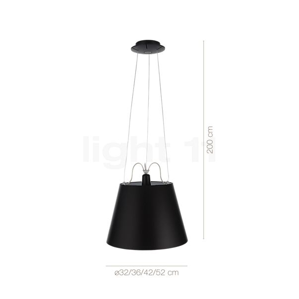 Die Abmessungen der Artemide Tolomeo Mega Sospensione gestell schwarz/schirm schwarz - ø42 cm im Detail: Höhe, Breite, Tiefe und Durchmesser der einzelnen Bestandteile.