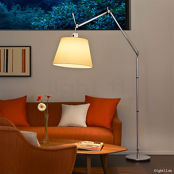 Artemide Tolomeo Mega Terra LED châssis aluminium/abat-jour satin - ø36 cm - 3.000 K - transmission à fil