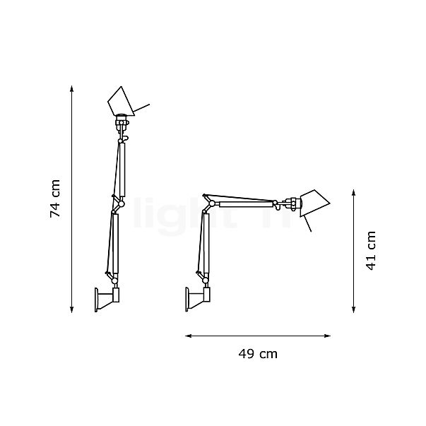 Artemide Tolomeo Micro Parete blanc - vue en coupe