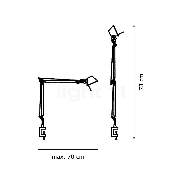 Artemide Tolomeo Micro Tavolo red - with clamp sketch