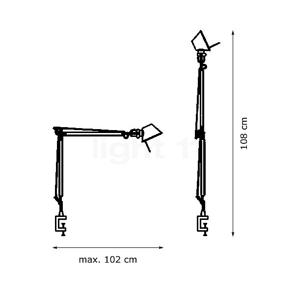 Artemide Tolomeo Mini mit Tischklemme schwarz Skizze