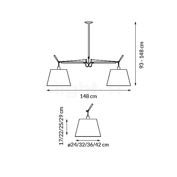 Artemide Tolomeo Sospensione Diffusore Satin, ø36 cm Skizze