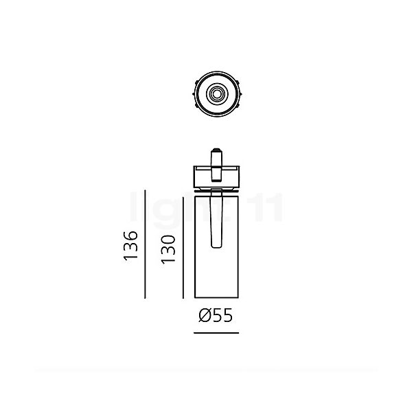 Artemide Vector Einbaustrahler LED ø55 mm - silber gebürstet - 16° Skizze