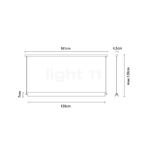 B.lux Roof Suspension LED blanc/chêne - 158 cm - vue en coupe
