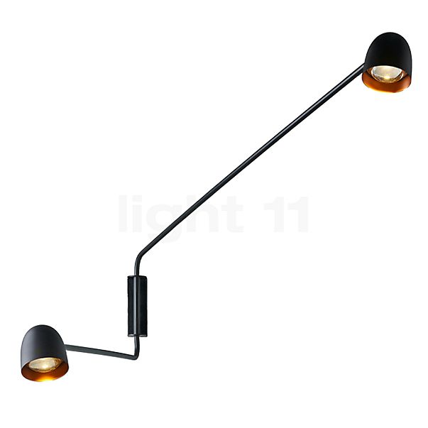 B.lux Speers arm Væglampe LED 2-flammer sort/kobber - lampeskærm S