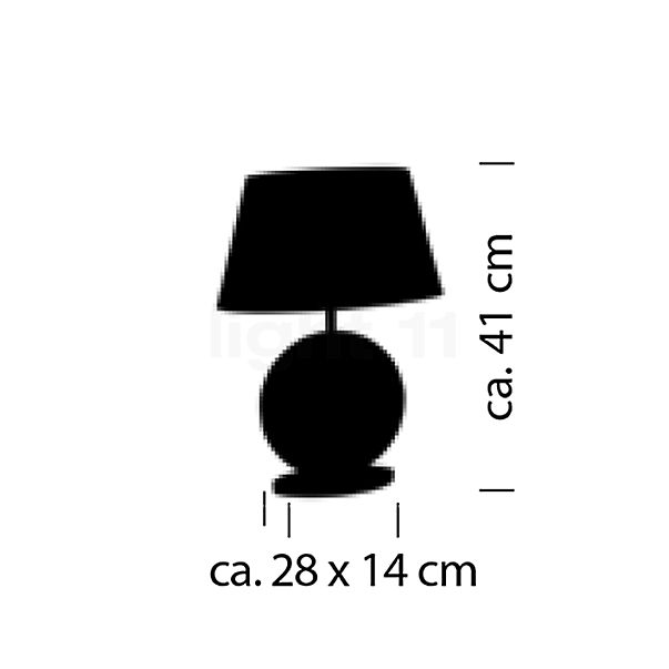Bankamp Asolo, lámpara de sobremesa níquel/blanco, 41 cm - alzado con dimensiones