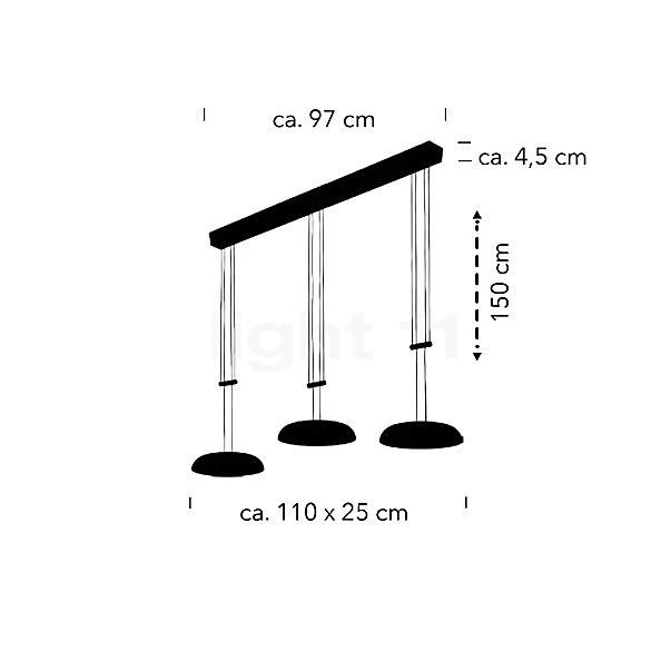 Bankamp Bowl Hanglamp LED 3-lichts messing mat schets