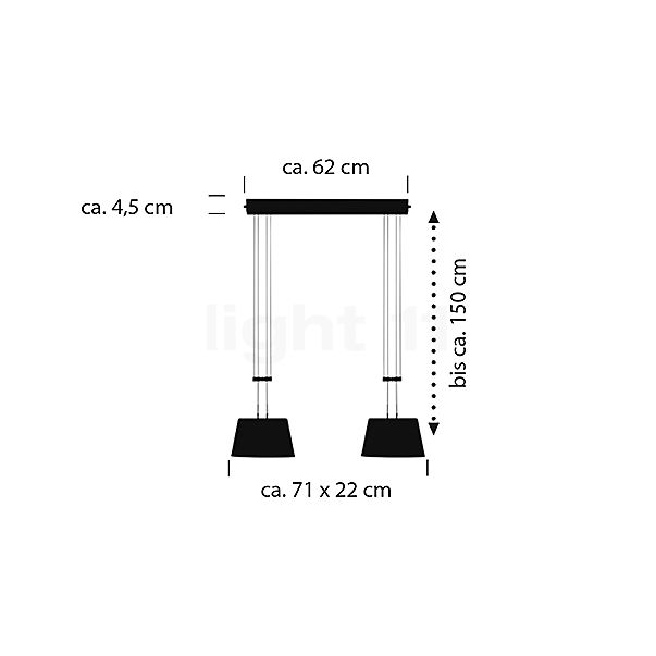 Bankamp Conus Lampada a sospensione LED 2 fuochi ottone opaco - vista in sezione