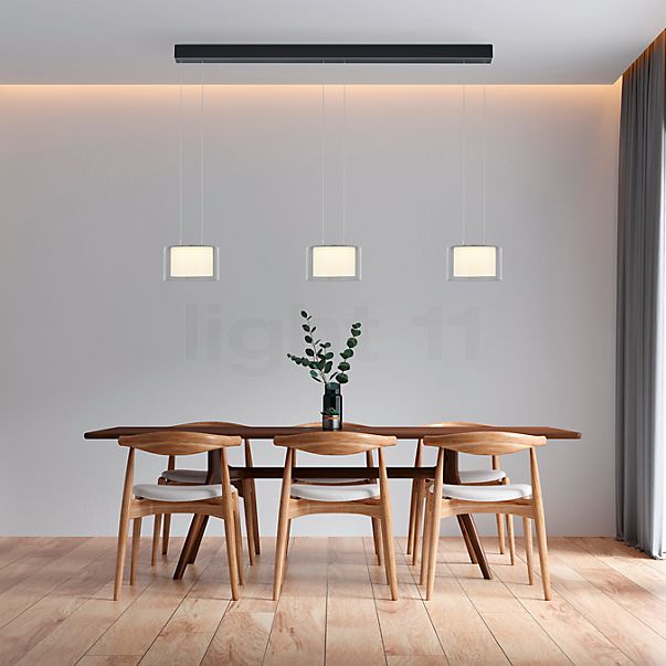 Bankamp Grand Flex Hanglamp LED 3-lichts aluminium geanodiseerd/glas klaar wit - ø32 cm