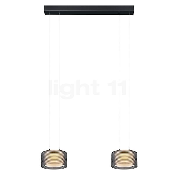 Bankamp Grand Flex, lámpara de suspensión LED 2 focos negro anodizado/vidrio Groove - ø20 cm