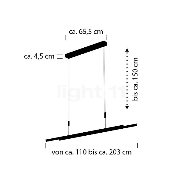 Bankamp Lightline Pendel LED antrazit mat, Up- & Downlight skitse