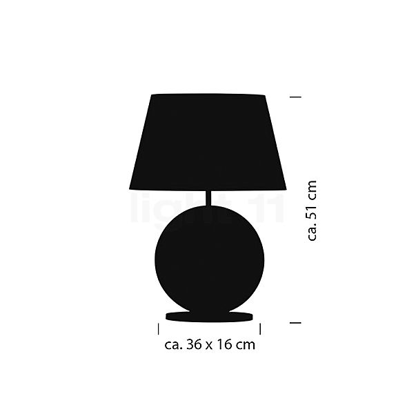 Bankamp Nero Lampe de table noir/noir - 51 cm - vue en coupe