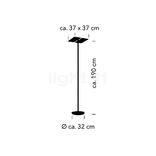 Bankamp Quadro, lámpara de pie LED 4 focos antracita mate - alzado con dimensiones