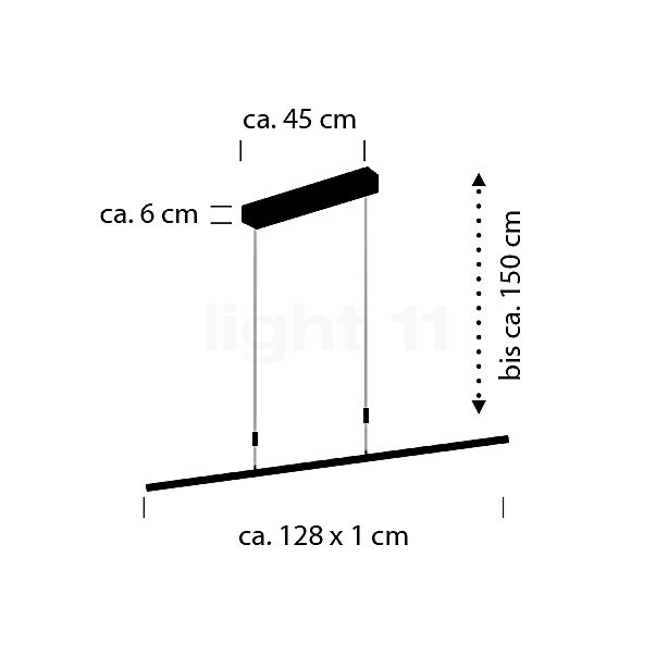 Bankamp Slim Hanglamp LED nikkel mat - 128 cm schets