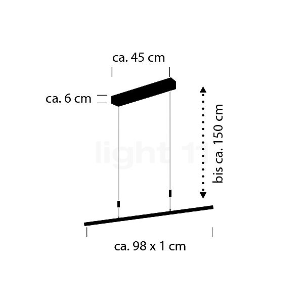 Bankamp Slim Pendelleuchte LED schwarz - 98 cm , Lagerverkauf, Neuware Skizze