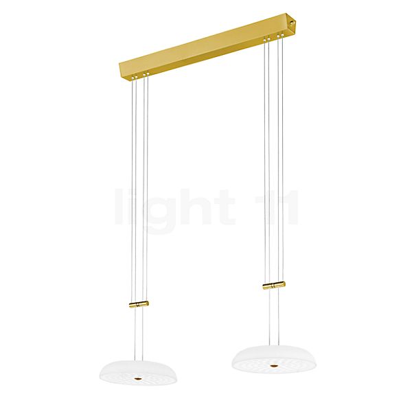 Bankamp Vanity, lámpara de suspensión LED 2 focos latón mate