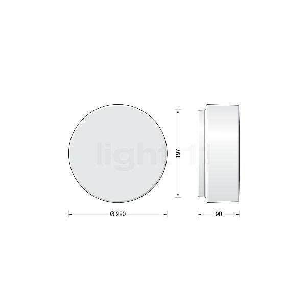 Bega 12150 Decken-/Wandleuchte LED weiß - 12150K3 Skizze
