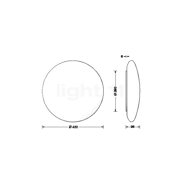 Bega 12163 - Decken-/Wandleuchte LED Glas - 12163K3 Skizze