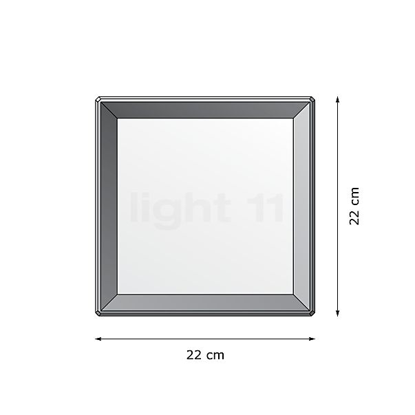Bega 22650 - Lampada da parete o soffitto LED argento - 22650AK3 , Vendita di giacenze, Merce nuova, Imballaggio originale - vista in sezione