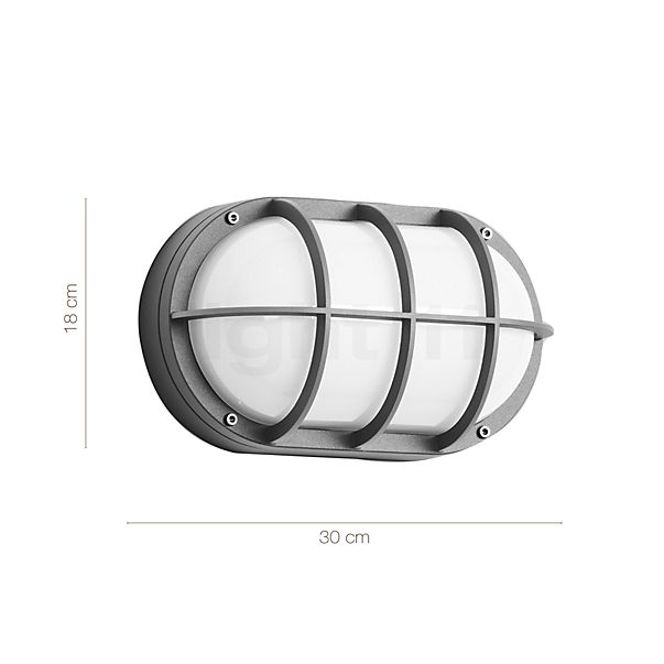 Measurements of the Bega 22875 - Wall and Ceiling light graphite - 3,000 K - 22875K3 , discontinued product in detail: height, width, depth and diameter of the individual parts.