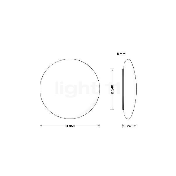 Bega 23296 - Plafond-/Wandlamp LED glas - 23296K3 schets