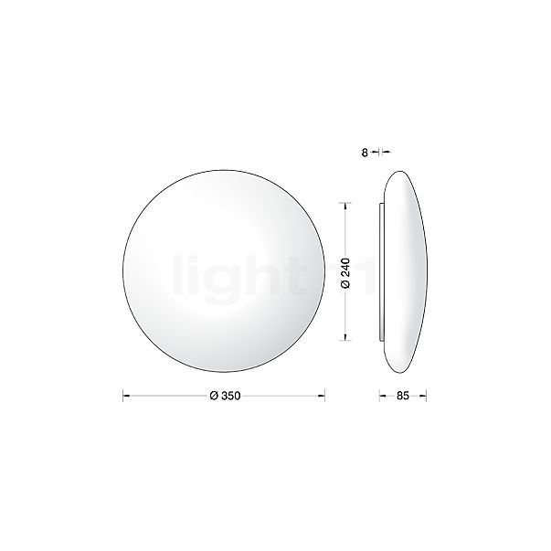 Bega 23410 Decken-/Wandleuchte LED weiß - 23410K3 Skizze