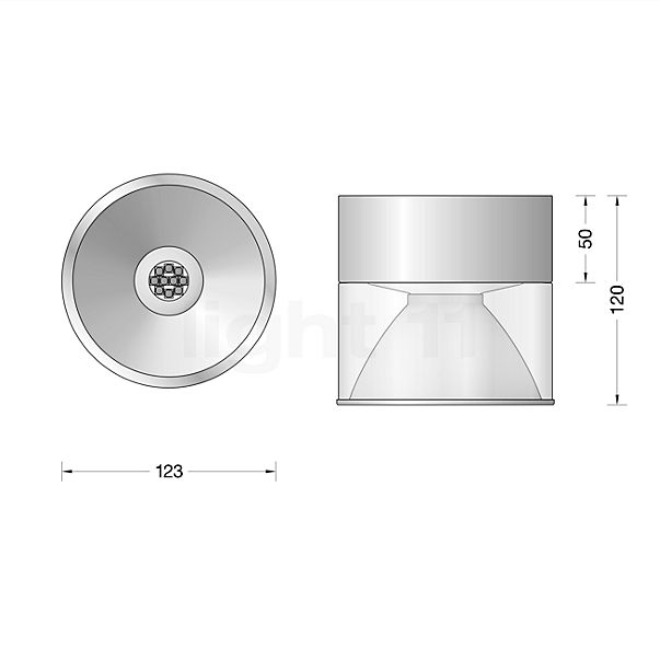Bega 23560 Plafonnier LED acier inoxydable - 23560.2K3 - vue en coupe