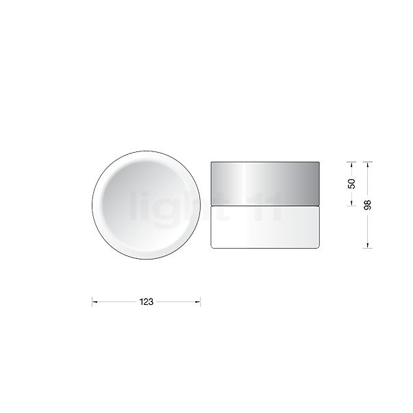 Bega 23966 Plafonnier LED acier inoxydable - 23966.2K3 - vue en coupe