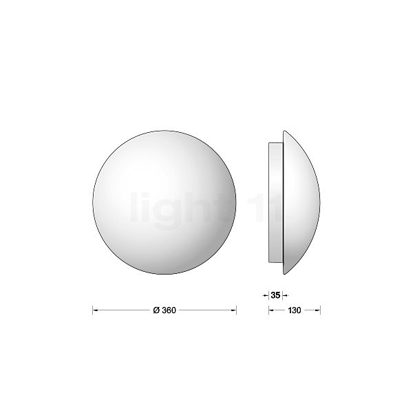 Bega 24030 - Applique/Plafonnier LED blanc - 24030K3 - vue en coupe