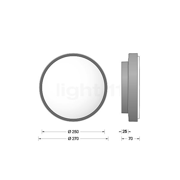 Bega 24042 - Lampada da parete o soffitto LED grafite - 24042K3 - vista in sezione