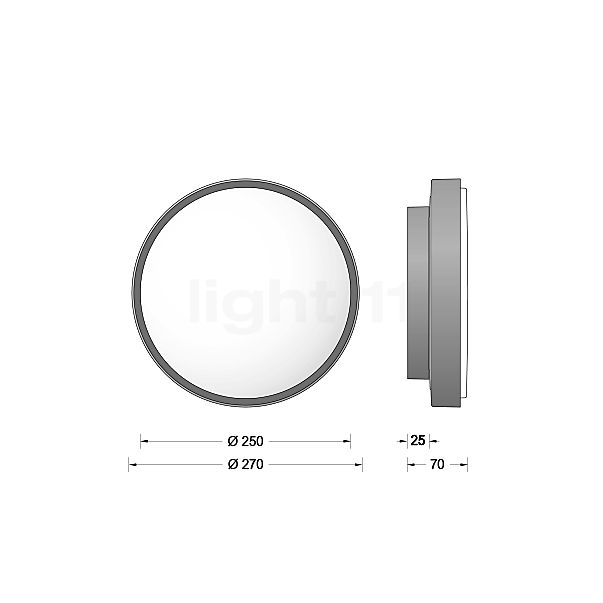 Bega 24042 - Wall/Ceiling Light LED graphite - 24042K3 , Warehouse sale, as new, original packaging sketch