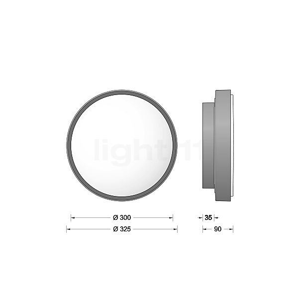 Bega 24043 - Applique/Plafonnier LED graphite - 24043K3 - vue en coupe