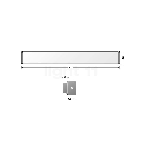 Bega 24116 - Lampada da parete o soffitto LED grafite - 24116K3 - vista in sezione