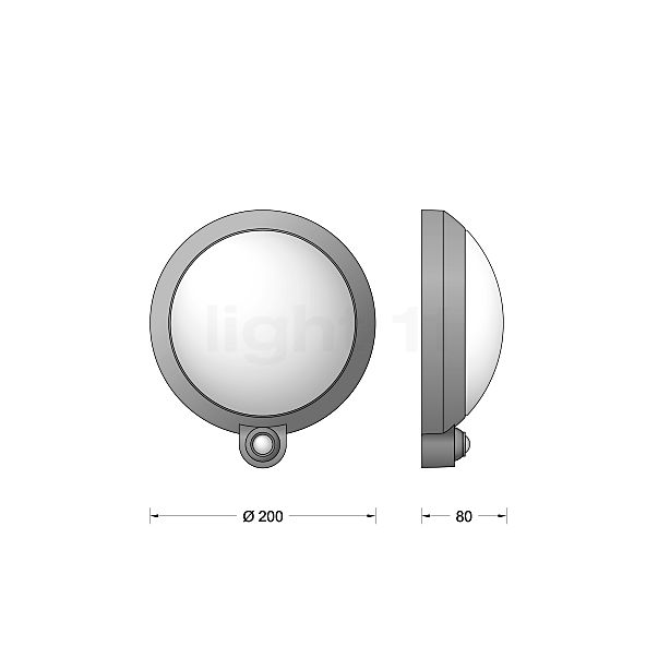 Bega 24191 - Wall/Ceiling Light LED graphite - 24191K3 sketch