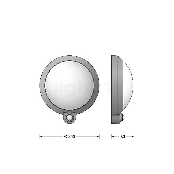 Bega 24191 - Wall/Ceiling Light LED silver - 24191AK3 , Warehouse sale, as new, original packaging sketch