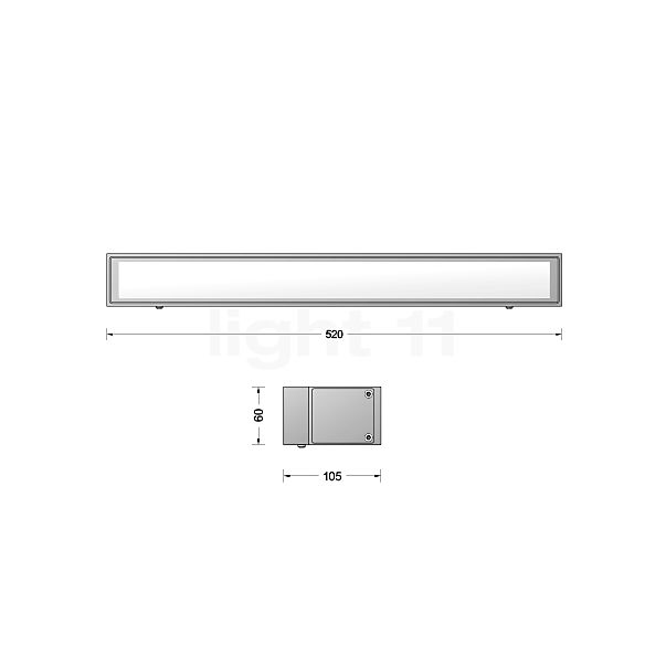 Bega 24318 - Lampada da parete o soffitto LED grafite - 24318K3 - vista in sezione