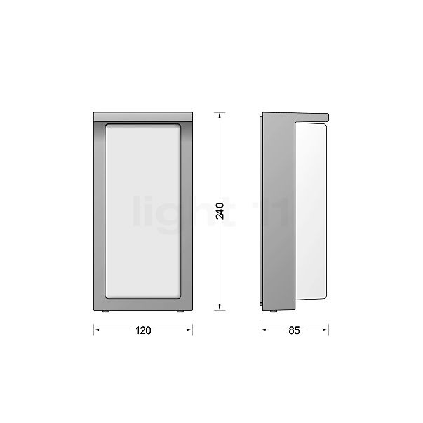 Bega 24336 - Lampada da parete LED grafite - 24336K3 - vista in sezione