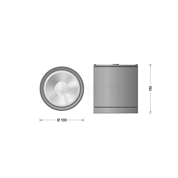 Bega 24399 - Plafonnier LED graphite - 3.000 K - 24399K3 - vue en coupe