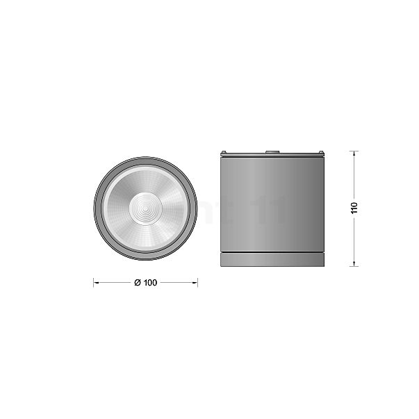 Bega 24403 - Plafonnier LED graphite - 24403K3 - vue en coupe