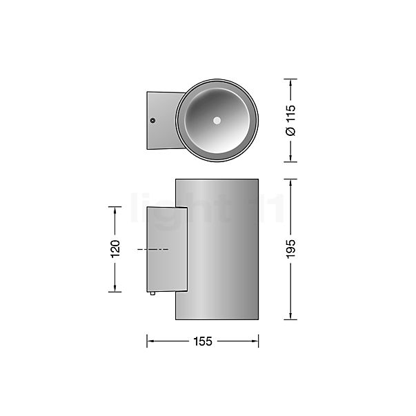 Bega 24480 - Wandleuchte LED graphit - 3.000 K - 24480K3 Skizze