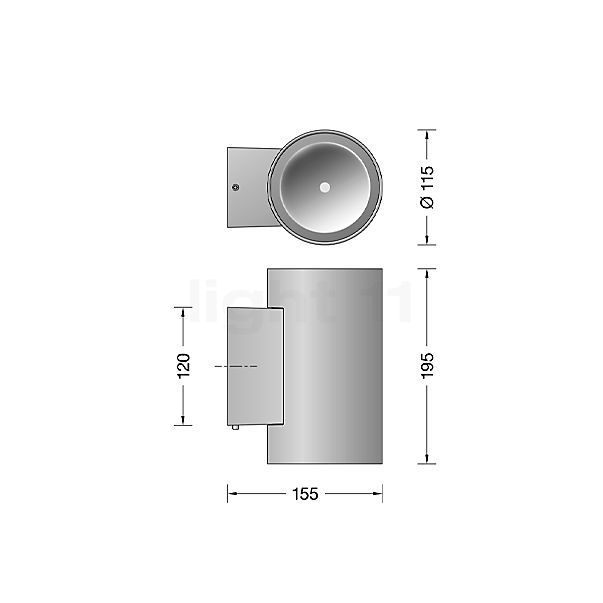 Bega 24515 - Wandleuchte LED silber - 3.000 K - 24515AK3 Skizze